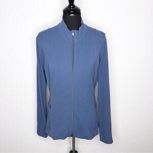 Athleta blue full zip long sleeve athletic jacket size Large athleisure sporty
